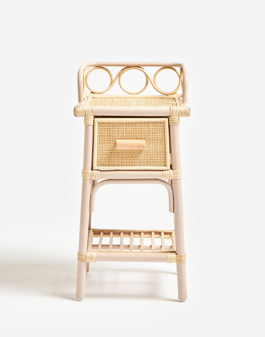 Vero Pink Rattan Bedside Table